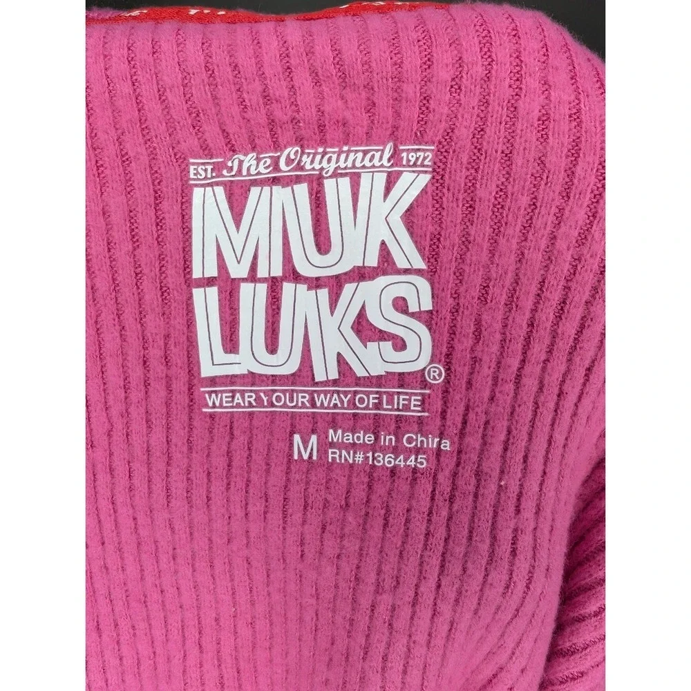 Muk Luks Women's 3 Piece Ribbed Knit Pajama Dancing Deer Size Medium NEW